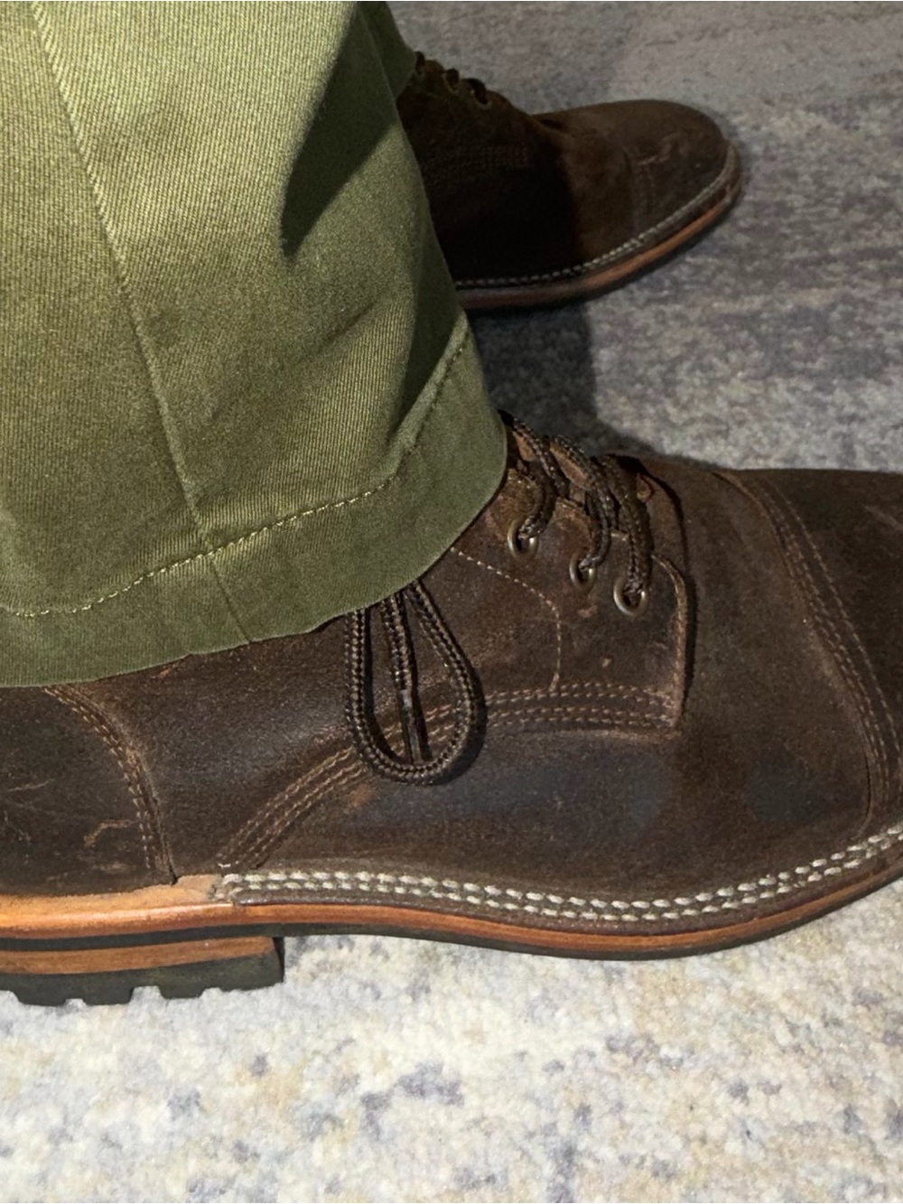 Men's Brown Leather Saddle Waxey Commander Leather Boots - Classic Lace-Up Style - Picture 3 of 5